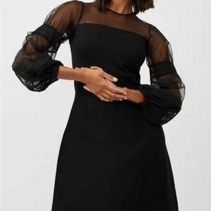 ⚡️NWT French Connection Black Dress with Sheer Sleeves